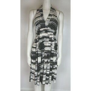 CALVIN KLEIN - WOMEN'S WHITE & BLACK PRINT DRESS - SIZE 2 - HALTER